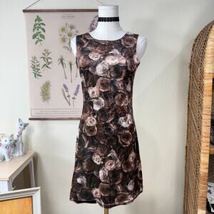 90s Y2k Floral Rose Velvet Mini Dress Whimsigoth Dark Fairy Grunge Romantic S